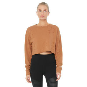 Alo Yoga Fierce/Distressed Pullover - XS Henna